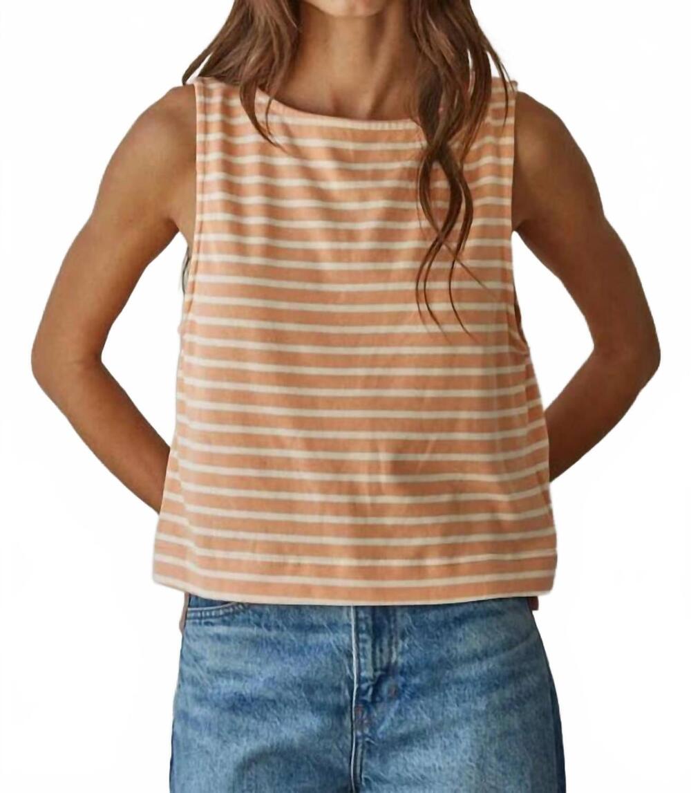 NEW BY TOGETHER canaan striped top in coral